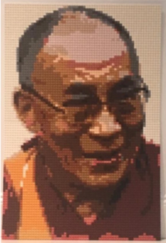 A real, finished brick mosaic portrait